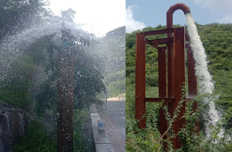 बीसलपुर परियोजना पाइप लाइन के एयर वॉल्व से व्यर्थ बह रहा लाखों लीटर पानी