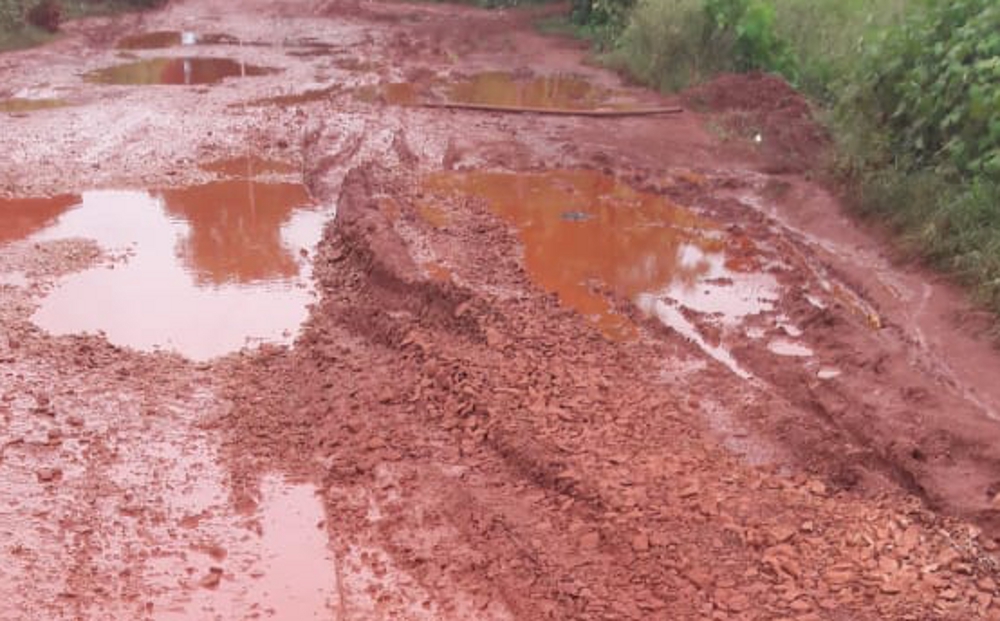  Washed material in rain, this condition of road