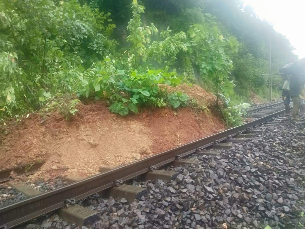 Landslide on railway line