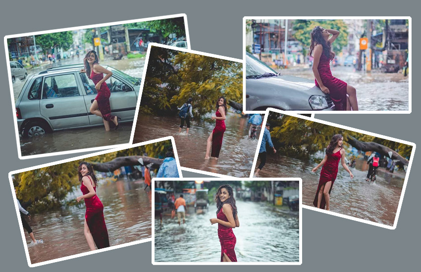 Girl photoshoot in red dress in Bihar Flood goes viral: NIFT Patna Aditi Singh