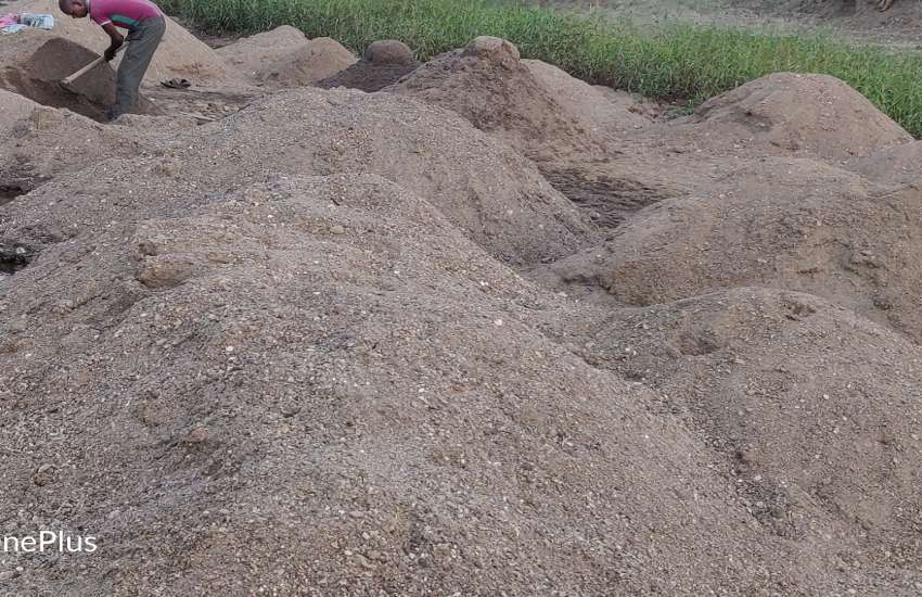 Sand stock in empty plot in sihora