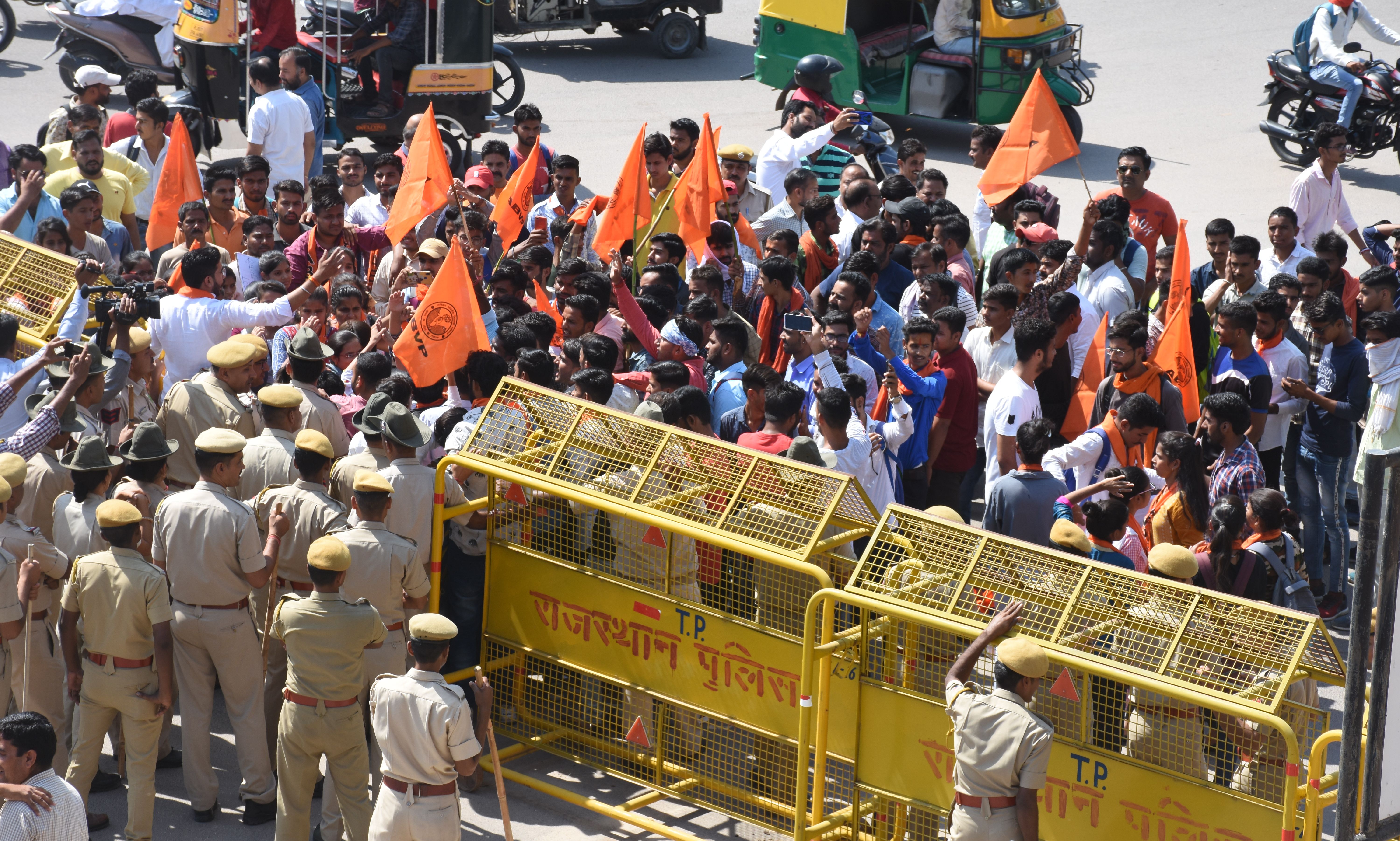 ABVP students protest in bikaner