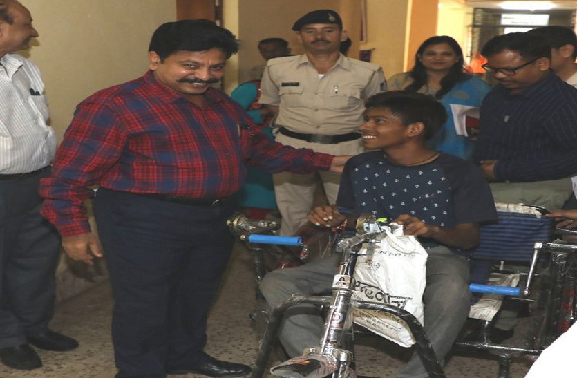 Divyang's face blossoms with what the collector gave
