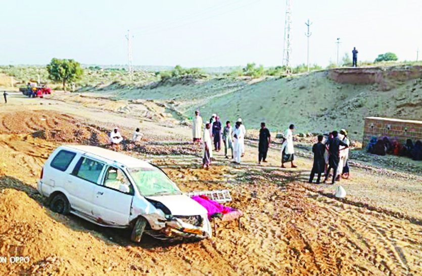 Road dug for road construction, one killed by car overturning