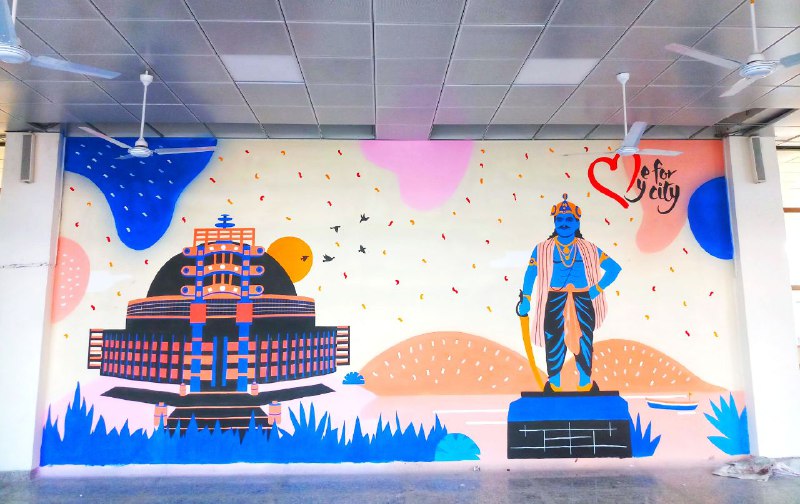 wall painting on Bhopal railway station's new building