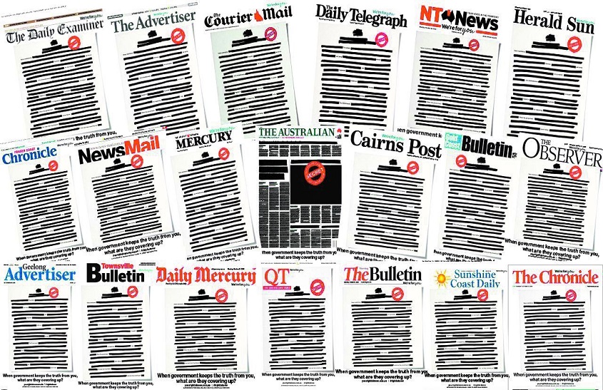 पाबंदियों का ऑस्ट्रेलिया में अनोखा प्रतिरोध, अखबारों का पहला पेज काला