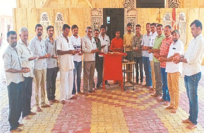 Burning lamps in temples for polythene liberation