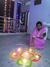 There is special worship of Mother Lakshmi from house to house, corner