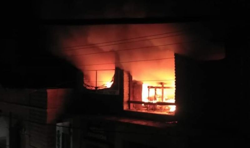 Fire burst in junk and waste due to fire crackers