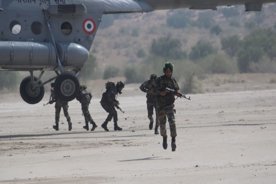 Indo french war exercise at mahajan field firing range bikaner