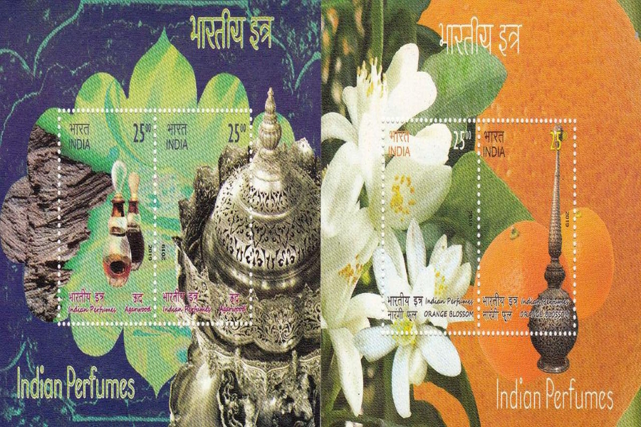 indian postal department issued Postage stamps with fragrance
