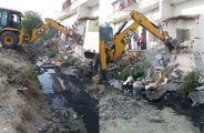 गलवा बांध की माइनर नम्बर एक पर किए गए अतिक्रमणों को जेसीबी से किया ध्वस्त