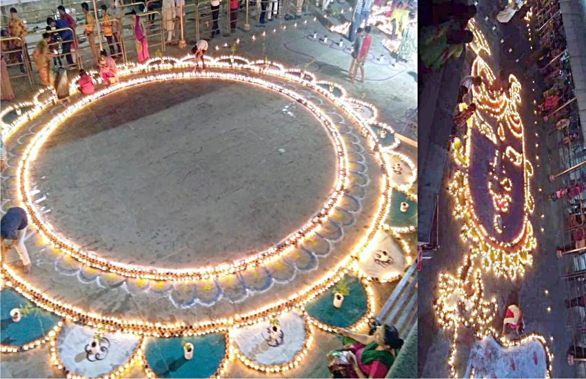 ग्यारह हजार दीपों से जगमगाया द्वारकाधीश मंदिर परिसर