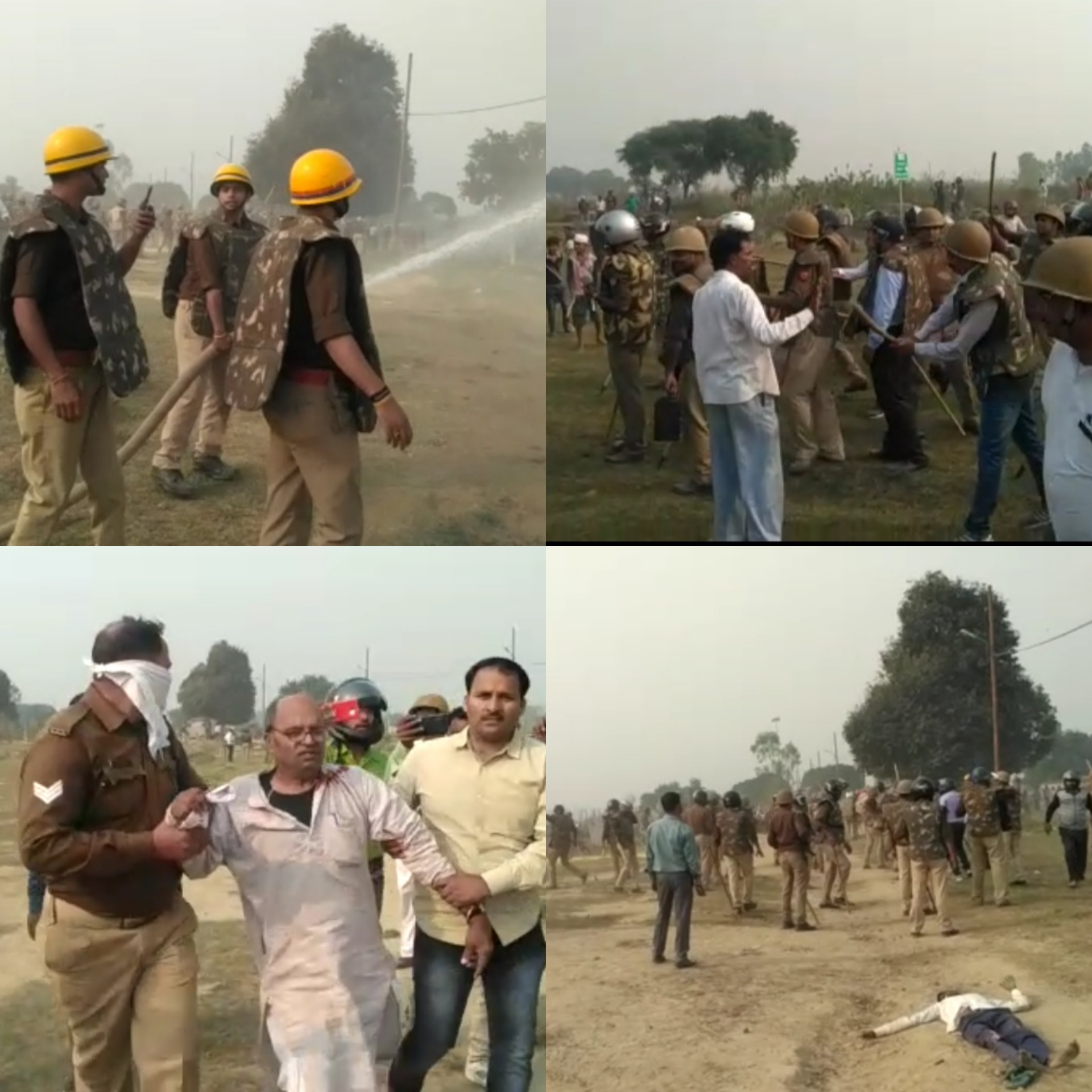 ट्रांस गंगा सिटी - आंदोलित किसानों पर पुलिस की लाठियां, मचा हड़कंप