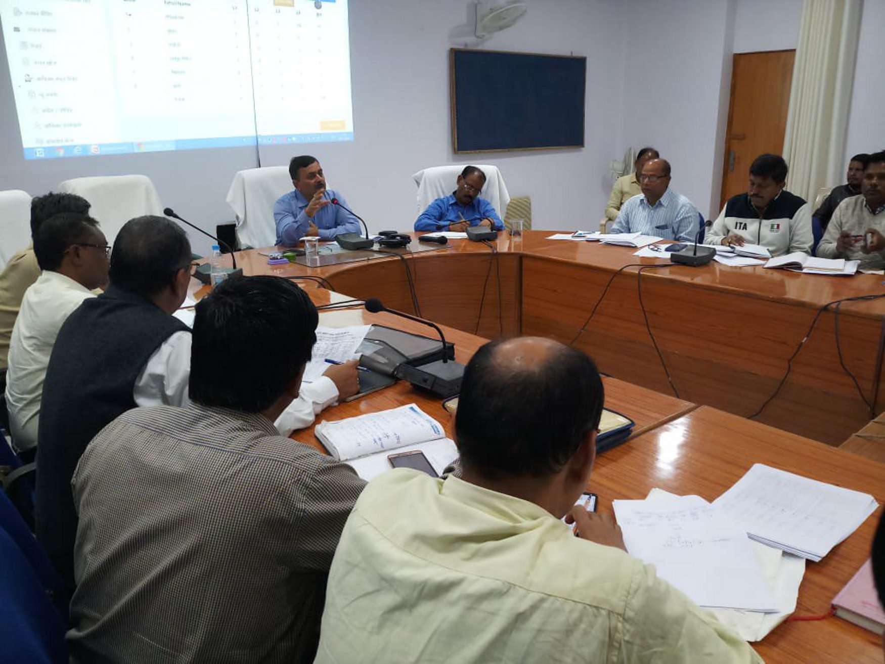 Collector reviews CM Helpline of Revenue and Education Department