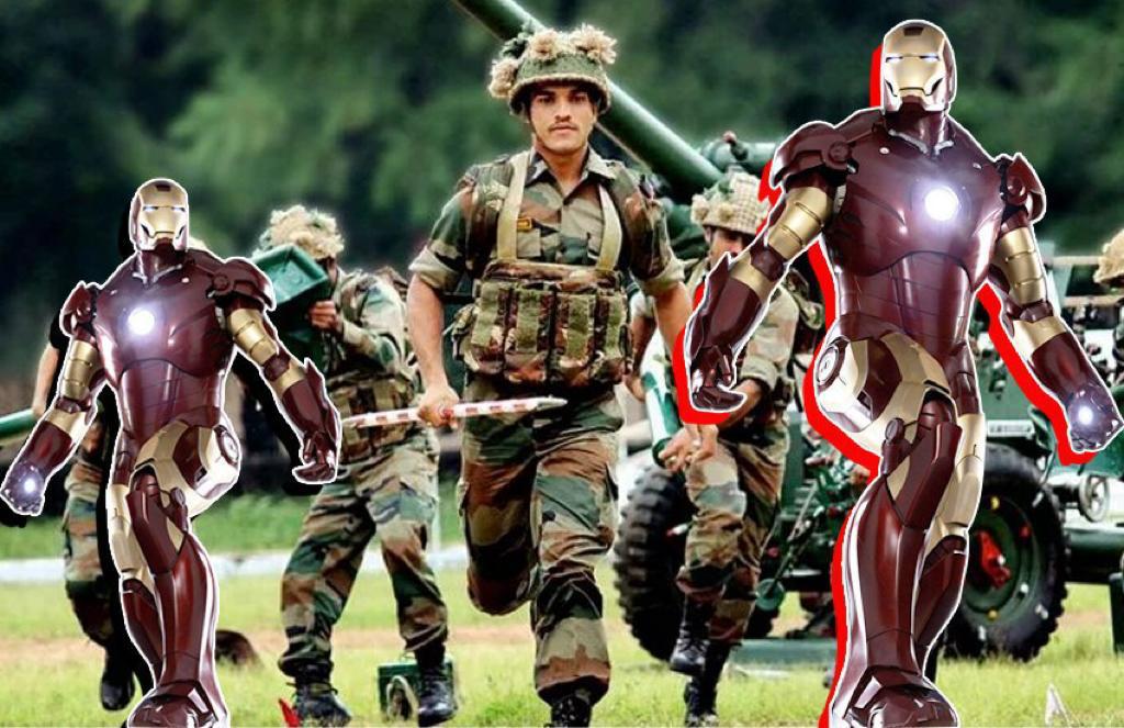 indian army with iron man type robots