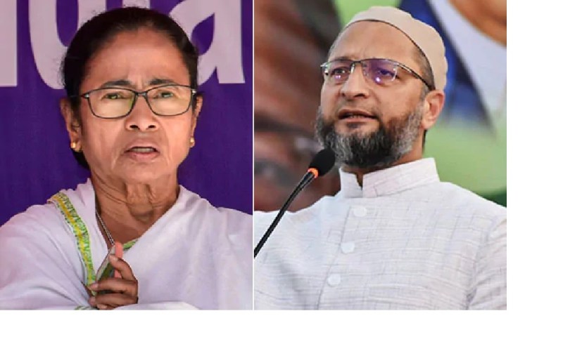 ममता बनर्जी और ओवैसी (फाइल फोटो)