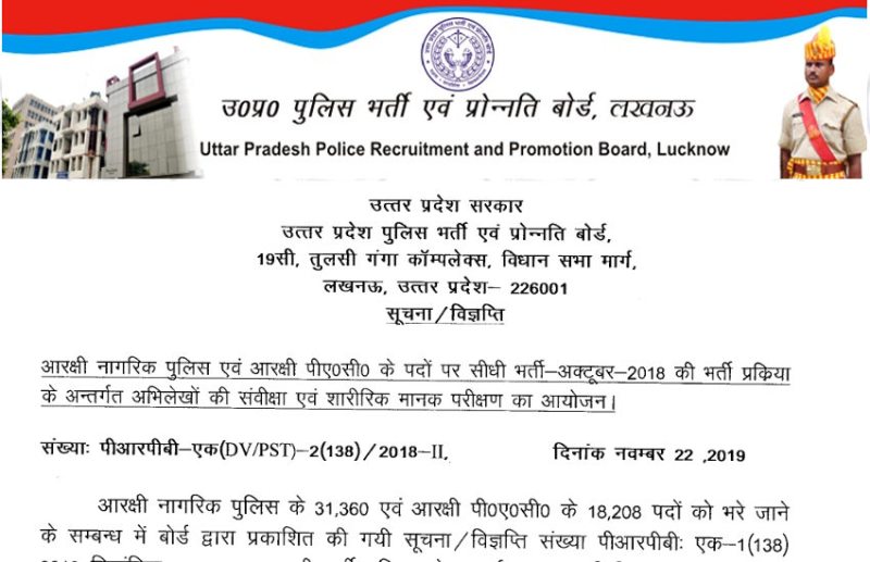 UPPRPB UP Police Constable PST Admit Card