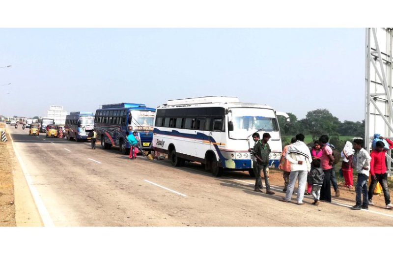 protest of bus operators on national highway-30