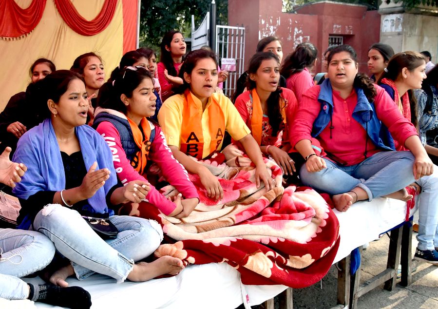 girls protest against college administration