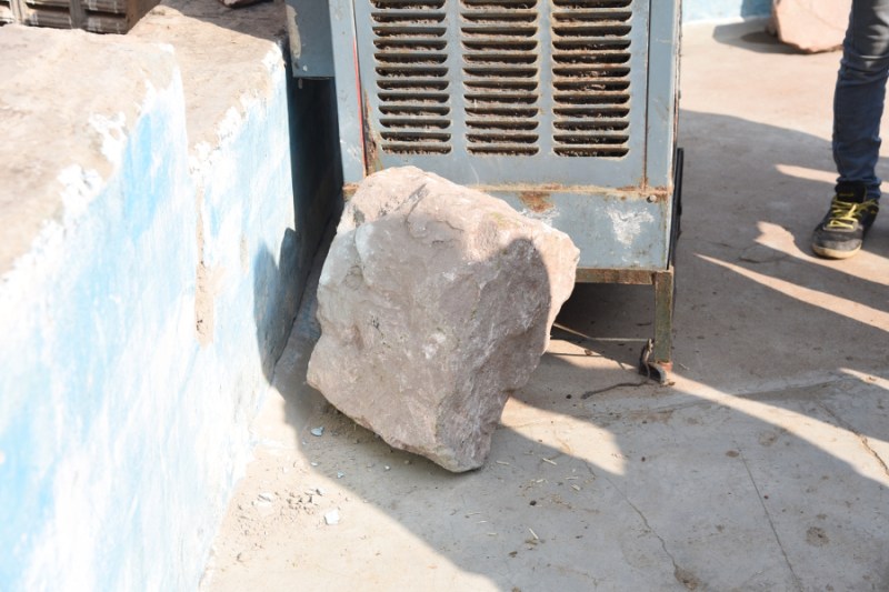 stone slipped from mehrangarh fort on houses in jodhpur