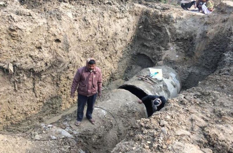 अजमेर जलापूर्ति पाइप लाइन क्षतिग्रस्त