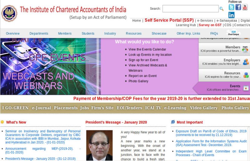 ICAI CA 2020 Exam Dates: