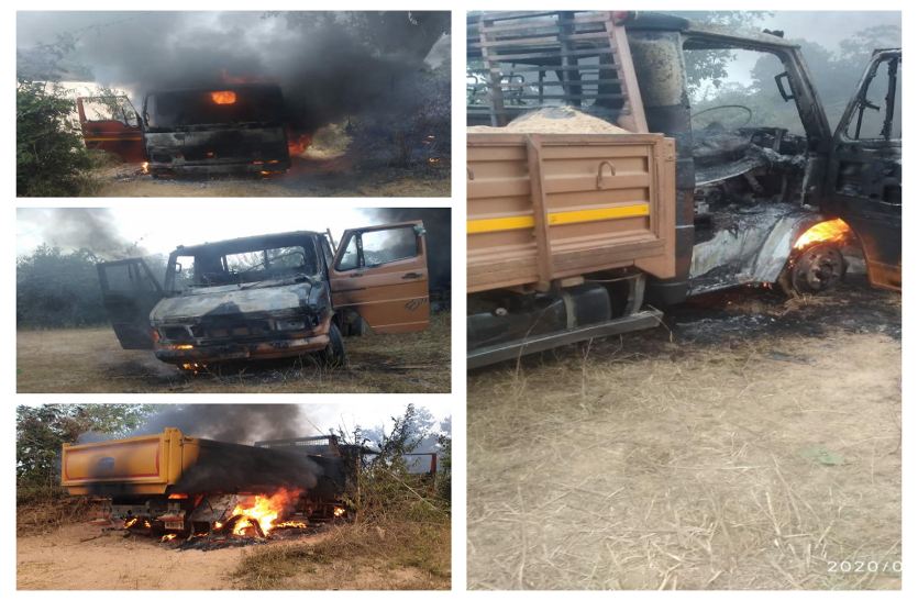 नक्सलियों ने बीजापुर जिले में मचाया उत्पात, रेत परिवहन कर रही 10 वाहनों में की आगजनी