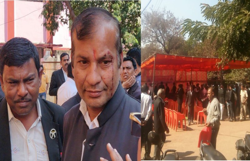 कोर्ट परिसर में दिनदहाड़े वकील पर हुआ जानलेवा हमला, बार काउंसिल ने लामबंद होकर युवक को किया पुलिस के हवाले