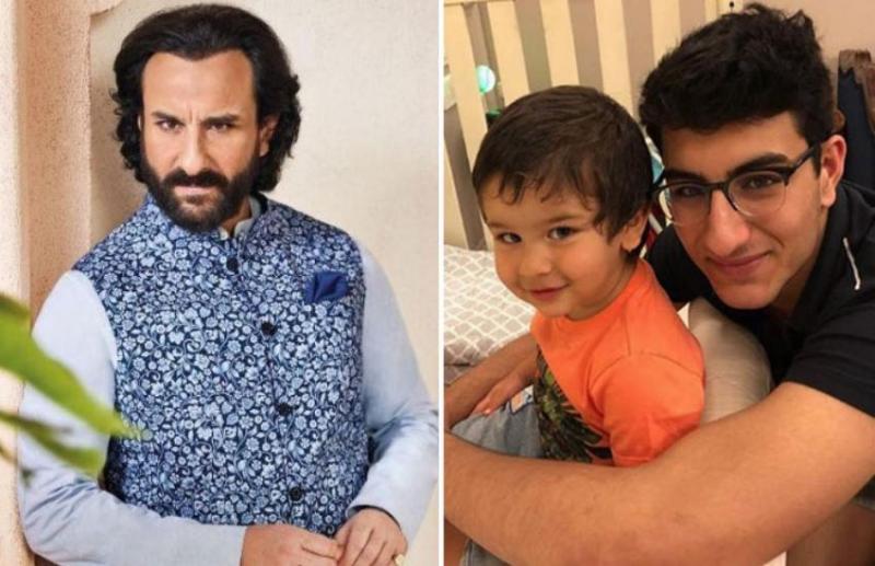 saif ali khan with son ibrahim and taimur