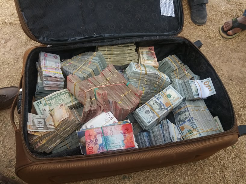 Suitcase filled with money
