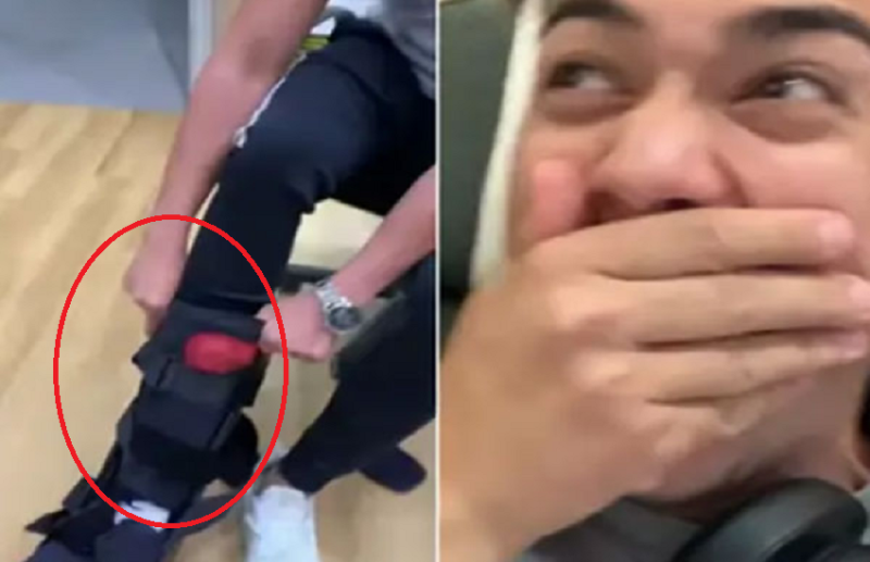 man acted to break his leg and then traveled for free in business class