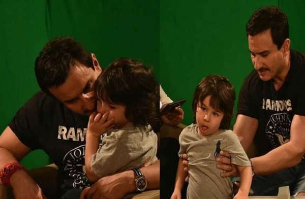 Photos: पापा सैफ के साथ उनकी फिल्म 'जवानी जानेमन' का प्रमोशन करने पहुंचे तैमूर