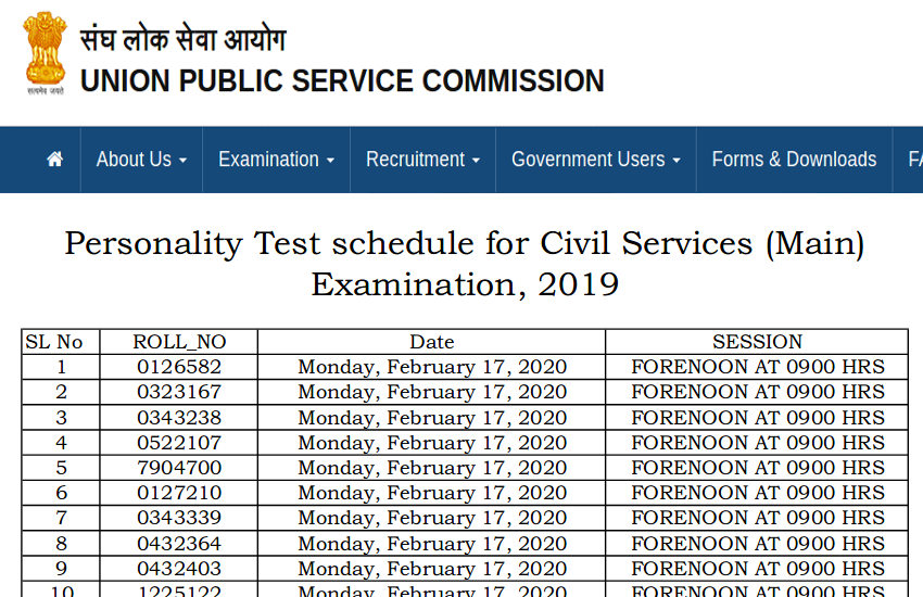 UPSC Civil Services (Main) 2019 PT Schedule