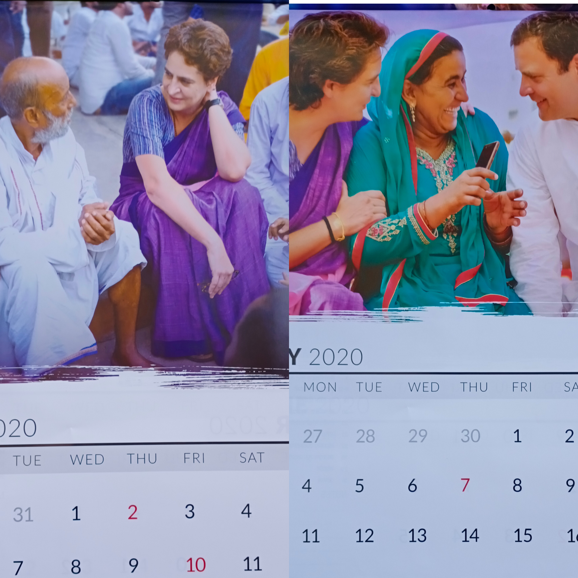 कांग्रेस ने पहले पार्टी के कार्यकर्ताओं को बाटी किताबे अब प्रियंका गांधी वाड्रा का नववर्ष का कैलेंडर दिया गया इन सभी लोगों को