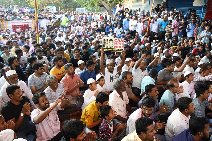 वाशरमैनपेट में सीएए के खिलाफ चौथे दिन भी जारी रहा प्रदर्शन