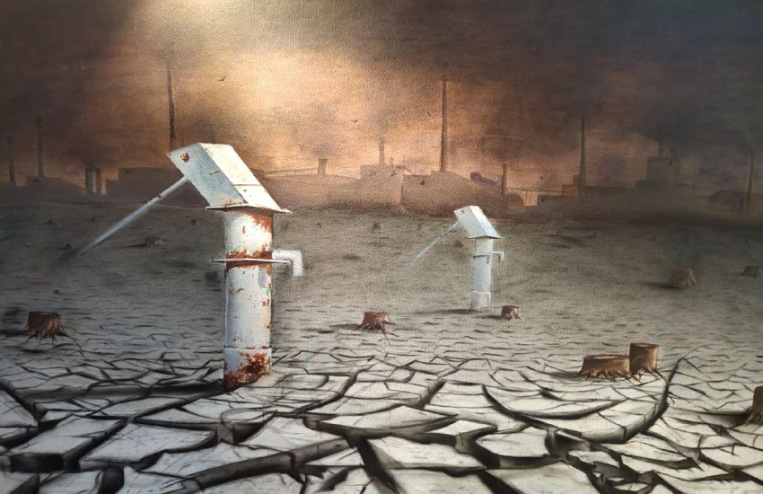 आर्ट गैलरी में लगी पेंटिंग्स कर रही भविष्य की कहानी, समय पर न जागे तो नहीं मिलेगा पानी