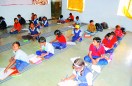 Even after the school has its own furniture, the students have to give the exam on the sackcloth