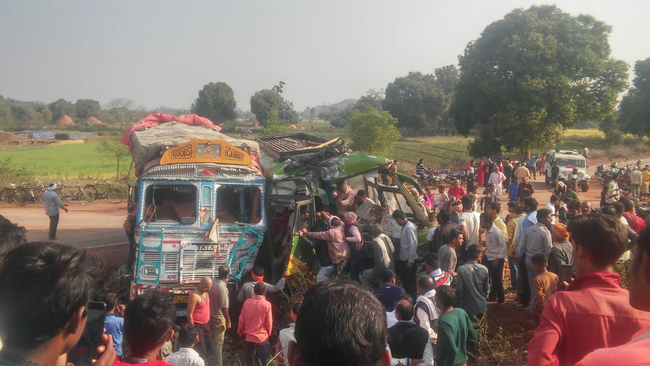 Truck - direct collision with bus, two including Khalasi killed