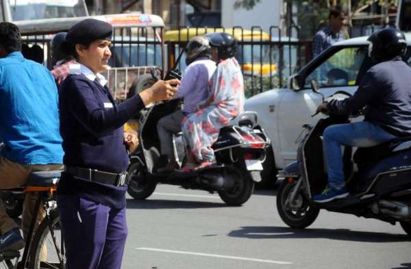 Outstanding work in traffic operations,,, crime control,,,,, on Women's Day ,,,, 12 women policemen honored