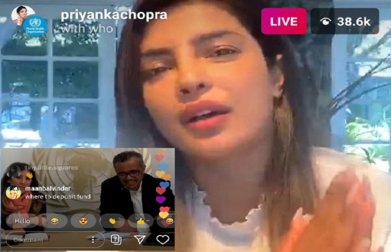 प्रियंका चोपड़ा ने वर्ल्ड हेल्थ ऑर्गेनाइजेशन के डॉक्टर संग की लाइव चैट
