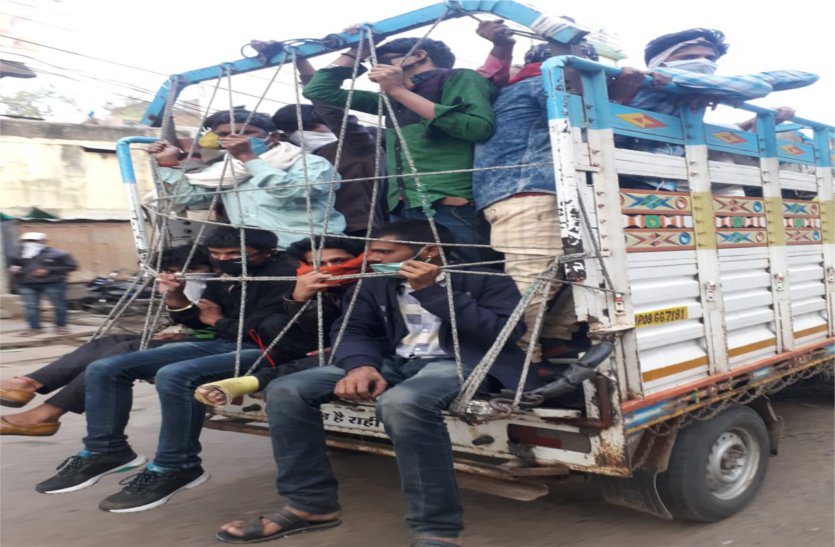 People coming from loading vehicle