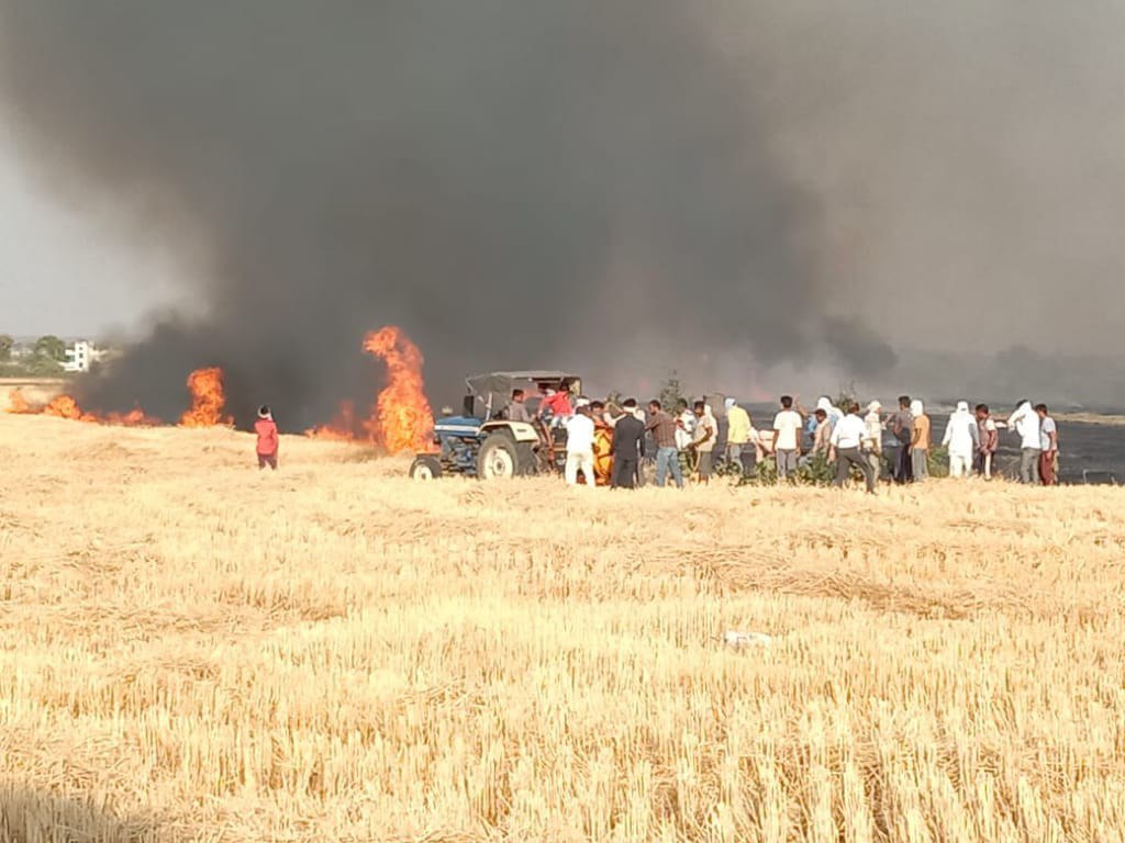 पांच गांव में लगी भीषण आग, धूं-धूंकर जली किसानों की फसल