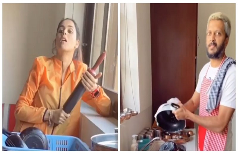 जेनेलिया ने पति रितेश से धुलवाए बर्तन