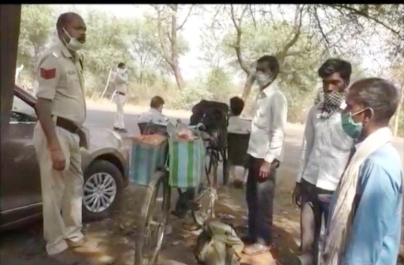 Laborers arrived by cycling from Hyderabad