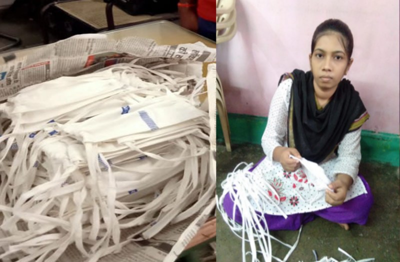 कोरोना को हराने मंजिल गुरुकुल के ये कर्मवीर बना रहे मास्क, रेलवे उपलब्ध करा रहा कपड़ा