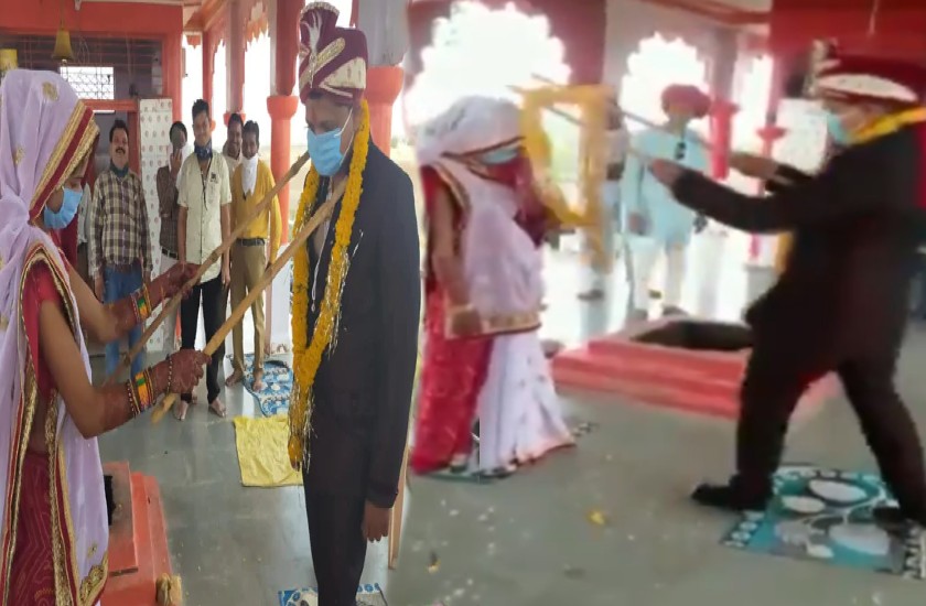 VIDEO: नहीं देखी होगी ऐसी अनोखी शादी, लड़की के सहारे पहनाई गई वरमाला
