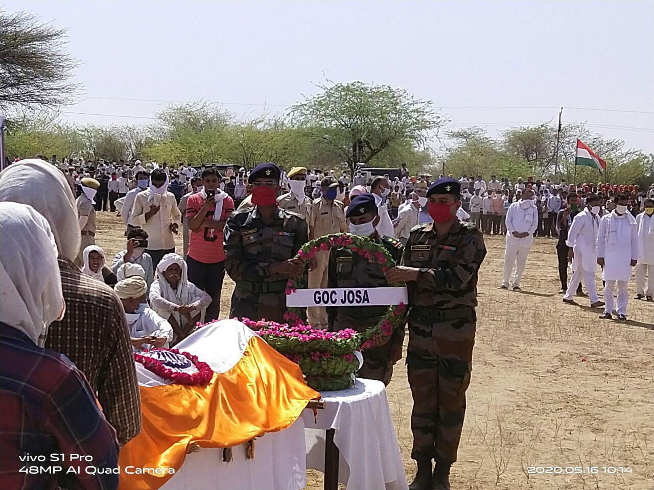 last rites of indian army martyr rajesh manju in hamir village jodhpur
