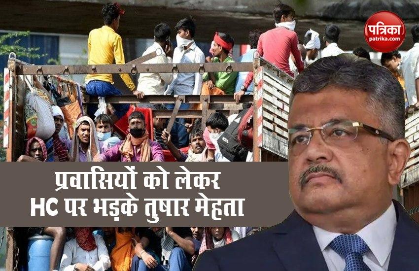 Solicitor General Tushar Mehta in sc over migrants
