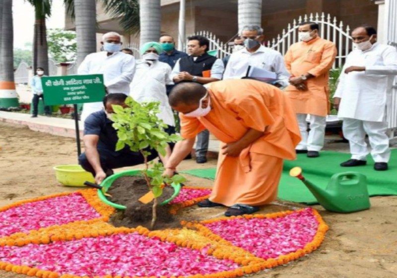 सीएम योगी ने जन्मदिन पर लगाया पौध कहा, जुलाई में एक दिन में 25 करोड़ पौध लगाने की योजना